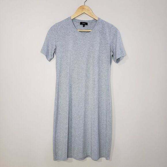 Theory Medium Gray Knee-Length Crew Neck Short Sleeve Sheath Dress - Picture 1 of 8